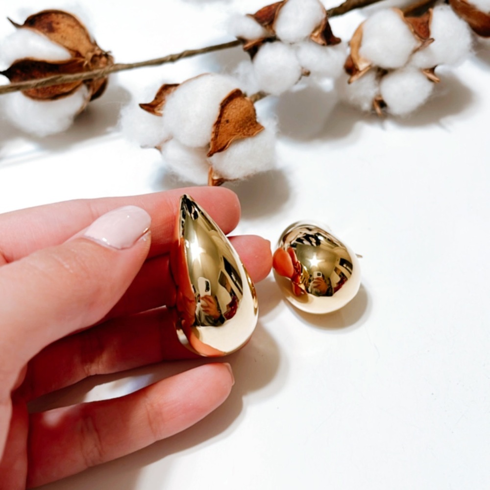 Oversized Bottega style drop stud teardrop earrings N261